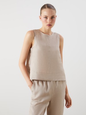 Lc Waikiki Yeni Sezon Bisiklet Yaka %100 Keten Bluz