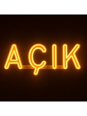 Normadia Açık Yazılı LED Tabela, 3D Baskı, Amber Renk, Büyük Boy, Işıklı Dekor