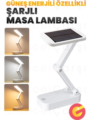 Normadia Katlanabilir Güneş Enerjili 3 Modlu USB Masa Lambası, Yatak Başı Okuma