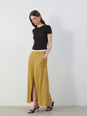 Lc Waikiki Yeni Sezon Beli Fermuarlı Keten Karışımlı Etek