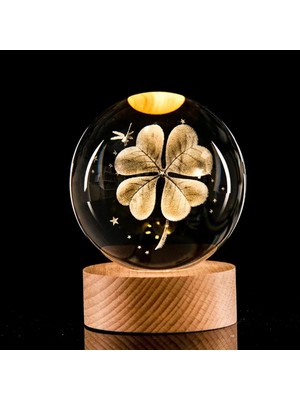 Normadia 4 Yapraklı Yonca Işıklı Cam Küre, Masada Şık Dekoratif Aydınlatma
