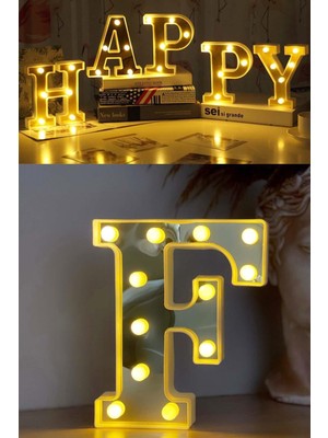 Normadia 3D LED F Harfi Dekoratif Işıklı Büyük Boy Organizasyon ve Doğum Günü Süs