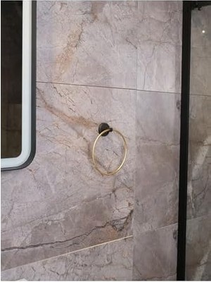 Skygo Yapışkanlı Yuvarlak Havluluk Havlu Askısı Altın Siyah S-102