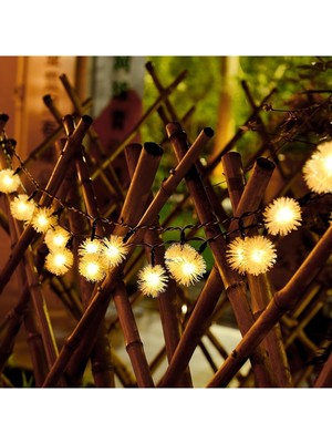Normadia Güneş Enerjili 50 Ledli 7 Metre Ponpon Bahçe ve Balkon Aydınlatması