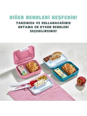 Skygo Bento 1600ML Lunchbox Tek Katlı 2 Bölmeli Pp Plastik Sefer Tası Yemek Kutusu Turkuaz