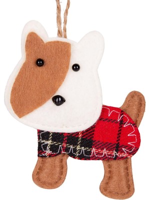 Skygo Yılbaşı Ağaç Süsü Köpek Ekose Elbiseli Kahverengi-Beyaz 10 Cm.