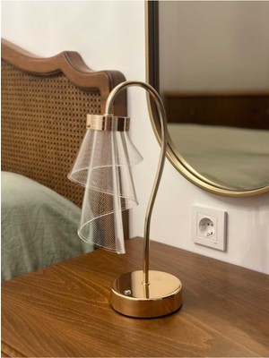 Normadia Dokunmatik Şarjlı Altın Renk Cam Masa Lambası