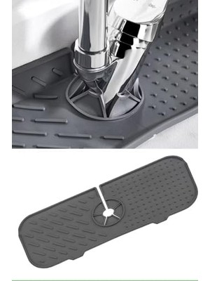 Skygo Elastik Musluk Mat Su Tutucu Düzenleyici Silikon Kaydırmaz Mutfak Banyo Lavabo Tezgah Üstü Matı