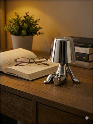 Normadia Krom Düşünen Adam Dokunmatik Şarjlı Masa Lambası, Modern ve Şık Tasarım