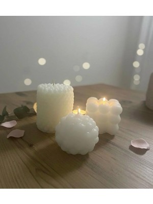 Twinroots Dekoratif Pinterest Tasarım 3 Lü Kokusuz Buble Mum