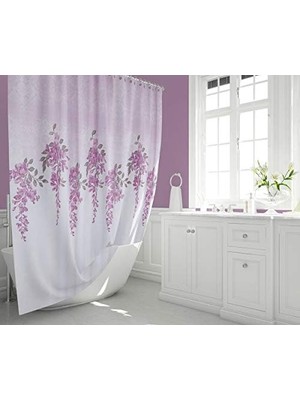 Skygo Lila Banyo Perdesi - 180X200 cm Duş Perdesi Polyester Kumaş Su Geçirmez Banyo Perdeleri, Tek Kanat Banyo Duş Perdesi