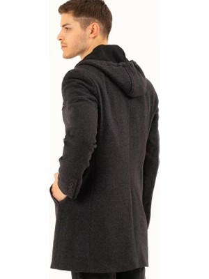 Velmora Erkek Desenli Palto Zamansız Şıklık, Modern Dokunuş Siyah