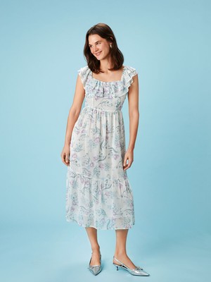 Lc Waikiki Yeni Sezon U Yaka Çiçekli Şifon Elbise