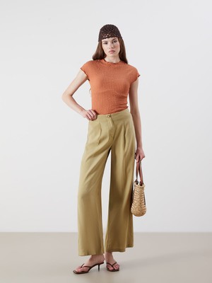 Lc Waikiki Yeni Sezon Modal Karışımlı Pileli Kadın Pantolon
