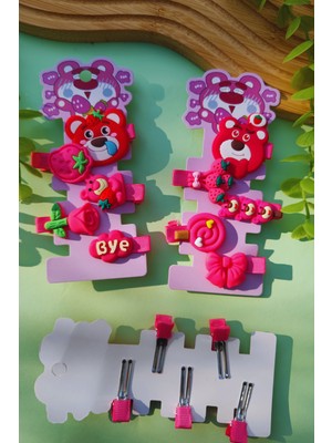 Pembe Figürlü 4'lü Pens Toka Seti