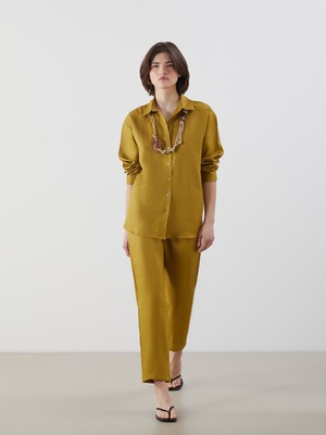 Lc Waikiki Yeni Sezon Beli Lastikli %100 Keten Kadın Pantolon