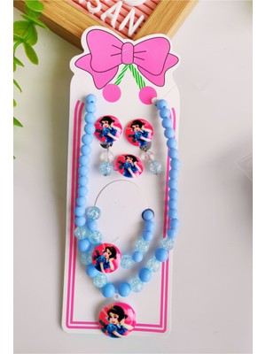 Kız Çocuk Prenses Takı Seti (Kolye - Bileklik -Yüzük-Küpe)Küpeler Kıstırmalıdır