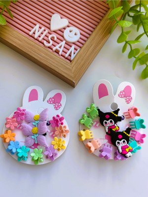 Kelebek ve Kuromi Figürlü 2 Set Toka (20 Adet Minik Mandal Toka - 4 Adet Pens Toka)