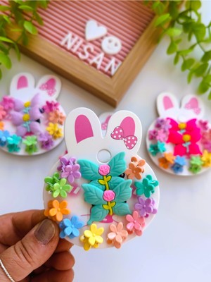 Kelebek Figürlü Çiçekli Set (10 Adet Minik Mandal Toka - 2 Adet Pens Toka)