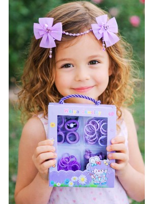 Kız Çocuk Hediyelik Kutulu Mor Toka Seti