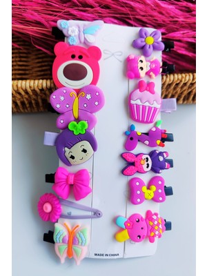 Kız Çocuk Karışık Figürlü 14 Parça Toka Seti