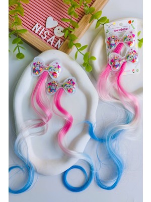 Kız Çocuk Pullu Unicorn Yapay Saç Postiş 2 Adet