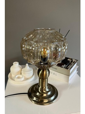 Normadia Şila Cam Bal Rengi Masa Lambası, Dekoratif Masaüstü Aydınlatma