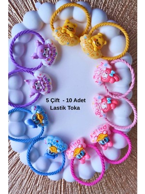 Kız Çocuk Kuromi ve Arkadaşları Lastik Toka ( 5 Çift - 10 Adet )