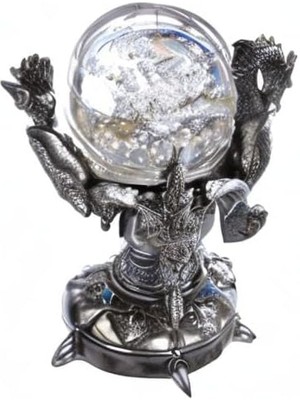 Skygo Dragons Of Corfu Gotik Dekor Heykeli Küre Heykelcik, 13,8 Cm, Gümüş Krom