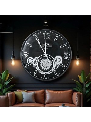 Alvo Store Buğz Çarklı Duvar Saati Gümüş Detaylı 59 cm