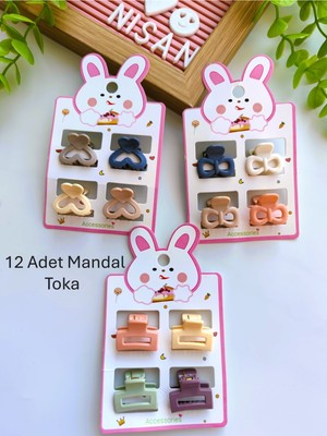 12 Adet Nude Renkli Mandal Toka (3 Farklı Model)