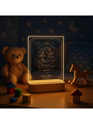 Normadia Kişiye Özel Akrilik LED Gece Lambası, Çocuk Odası ve Çalışma Masası Için