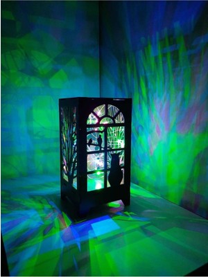 Normadia Renkli Ahşap Abajur, LED Pilli Gece Lambası, Kedi Desenli, Dekoratif