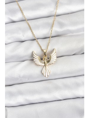 Alvo Store Buğz 316L Çelik Zincir Gold Renk Anka Kuşu Model Kadın Kolye
