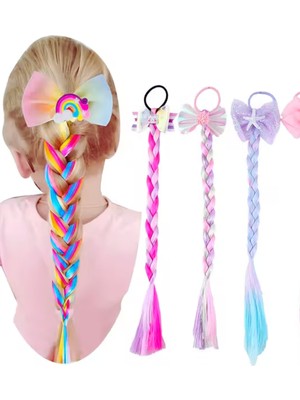 Kız Çocuk Karışık Figürlü Yapay Örgü Saç Postiş 1 Adet