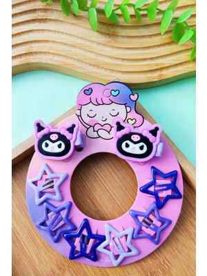 Kuromi ve Yıldız Çıt Çıt Toka Seti (6 Adet Yıldız - 2 Adet Kuromi Pens Toka )