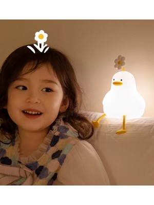 Normadia Sevimli Silikon LED Gece Lambası, USB Şarj Edilebilir, Zamanlama, Başucu Dekoru
