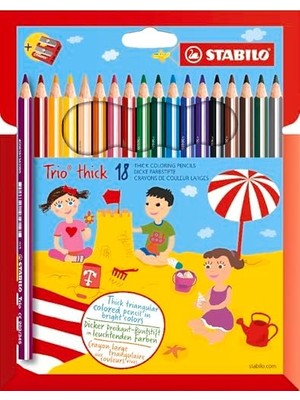 Skygo Trio Thick - Kuru Boya Kalemi - 18'li Paket - Çeşitli Renkler + Kalemtıraş