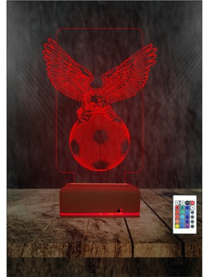 Normadia 3D Gece Lambası Beşiktaş Temalı Kartal ve Futbol Topu Tasarımı