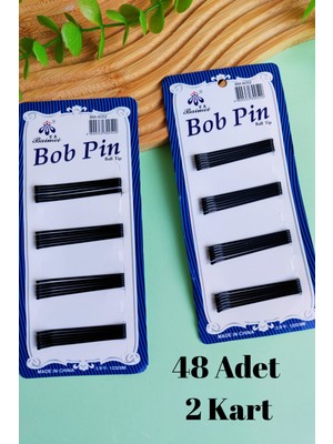 Siyah Tel Toka Firkete 48 Adet Saç Tokası (2 Kart )