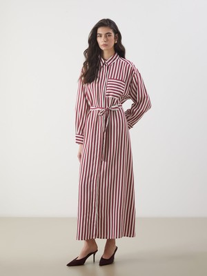 Lc Waikiki Yeni Sezon Çizgili Poplin Gömlek Elbise