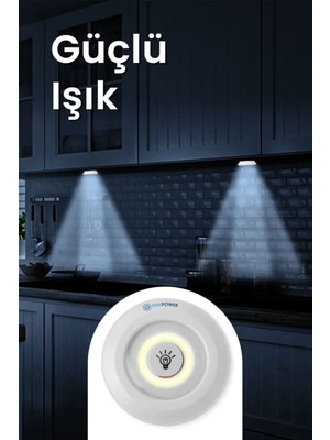 Normadia Kablosuz Pilli 3'lü LED Spot Lambalar, Uzaktan Kumandalı, Yapışkanlı