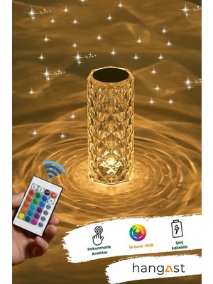 Normadia Rgb Kristal Masa Lambası, Şarjlı, Led, Dokunmatik, 16 Renkli, Akrilik