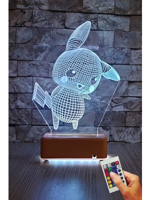 Normadia 3D Pikachu LED Gece Lambası, 16 Renkli Doğum Günü Hediyesi