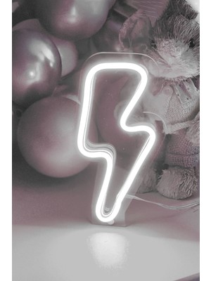 Normadia Çocuk Odası Için Şimşek Şeklinde Neon LED Işıklı Tablo 10X20 cm