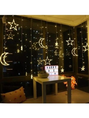 Normadia Animasyonlu LED Işıklı Eklemeli Ay Yıldız Perde, 2,80X75, Şık ve Enerjik Atmosfer