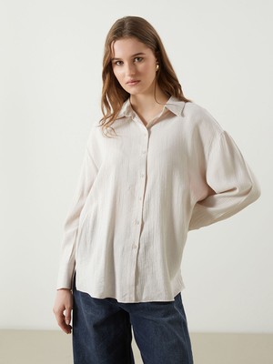 Lc Waikiki Yeni Sezon Dokulu Oversize Krinkle Kadın Gömlek Tunik