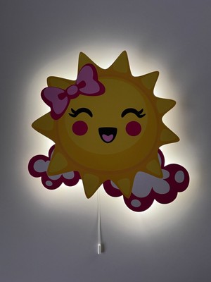 Normadia Ahşap Bulutlu Kız Güneş Çocuk Odası Gece Lambası 32X32