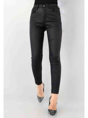 Yüksek Bel Mum Kaplama Skinny Fit Pantolon