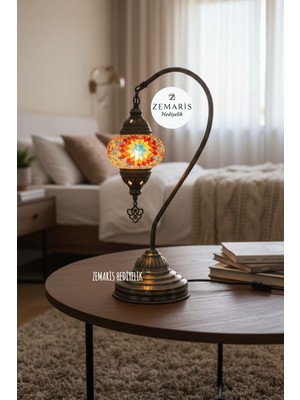 Normadia Renkli Mozaik Gece Lambası, Sıcak Atmosfer Yaratır, Şık Dekorasyon Için